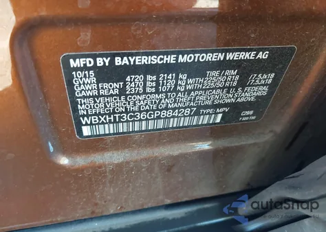 2016 BMW X1 xDrive28I из США, поврежденный, VIN WBXHT3C36GP884287